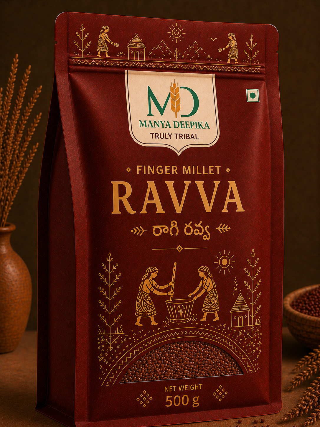 Finger Millet Ravva - Ragi Ravva - 500g